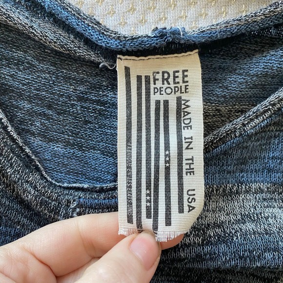 Free People Striped Top Oversized Medium Slouchy Striped Blue Vintage USA - Picture 7 of 13